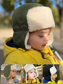1PC Toddler Kids Solid Thermal Lined Ear Flaps Warm Trapper Hat Sporty Outdoor Winter - 1PC - View 6