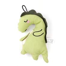 Juguete de dinosaurio de lona para mascotas | Muñeco mordedor para perros | Juguete de tela resistente | Accesorio portátil con cordón | 3 colores disponibles | Juguete interactivo para mascotas - Verde Lima - Ver 1