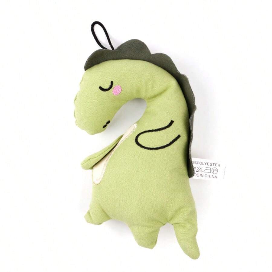 Juguete de dinosaurio de lona para mascotas | Muñeco mordedor para perros | Juguete de tela resistente | Accesorio portátil con cordón | 3 colores disponibles | Juguete interactivo para mascotas - Verde Lima - Ver 1