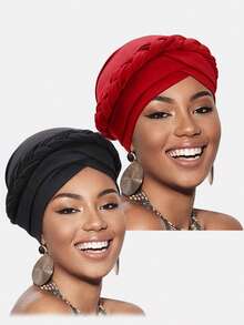 2pcs Women's Handmade Braided Headband Hats, African Style Head Wrap, Hair Care Hats Suitable For Daily Use - Multicolor - View 31