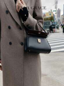 ELLA GRACE- Women's Minimalist Mini Top-Handle Underarm Bag, Everyday Shoulder Crossbody Purse, Chic Versatile Handbag - Black - View 4