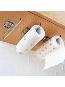 1pc/2pcs Set Kitchen Slouchy Wipes Bracket, Stainless Steel Cling Film Hanger Hands-Free Towel And Tissue Holder For Bathroom No-Drill - Multicolor - View 7
