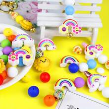 25/30/69pcs 3D Rainbow Sun Theme Silicone Beads | Silicone Focal Beads And 15mm Printed Round Beads, For Making Keychains, Lanyards, Pens, Focal Beads And Accessories, Keychain Accessories, Colorful Beads Decor, Suitable For Holiday Gifts, Birthday Gifts, Back To School, Halloween, Thanksgiving, Christmas Gifts - Dòng Cầu Vồng - Xem 5