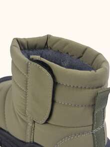 1 Pair Baby Boys' Green Velvet Fastener Design Casual Winter Shoes, Warm And Versatile For Winter - Green - View 4