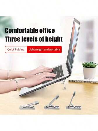 2-delat set med kraftigt laptopstativ i aluminium med ergonomisk tangentbordshöjdförstärkare - Bärbart stationärt datorstativ, justerbar höjd, robust bas och smidig glidmekanism, kompatibel med bärbara datorer och anteckningsböcker, lämplig för hemmakontor och resor - perfekt val för bärbara datorer, stabilt laptopstativ, bekvämt lyft- och höjdökande datorstativ i legering, hopfällbart halkfritt datorstativ