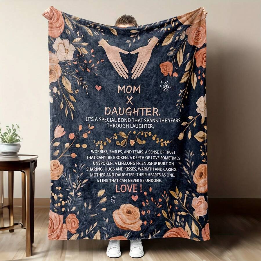 Give A Blanket As A Gift To The Most Beautiful And Charming Mother,Super Soft Flannel Printed  Blanket,As Birthday Gifts, Family, Wedding, Souvenir Blankets, Polyester Blankets Suitable For All Seasons, Washable, Machine Washable, Lightweight, Breathable, Comfortable, Warm, Unique, 280gsm For Him, Her Personalized Ideal Gifts For Her,  Family, Perfect Nap, Camping, Travel, Home, Daily Life, Office Decoration, Birthday, Anniversary, Valentine's Day, Thanksgiving, Christmas, Halloween, Mother's Day,  Wedding, New Year Gifts ,Sofa,Bed,Car,Bedroom,Living Room,Office,  Outdoor Camping, Beach,Wall Decoration - 多色6 - 查看 1