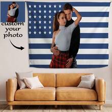 1pc Customized National Flag Tapestry, Can Customize Flag Pattern Or Photo, Suitable For Birthday, Wedding, Valentine's Day, Party, Father's/Mother's Day, Room Decor, Home Decor, Bedroom Decoration, And Student Dormitory Decoration Textile - Multicolor - View 2