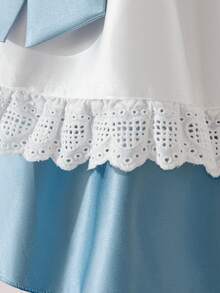 1pc Baby Girls' Lace Cloth Princess Dress, Blue Party Formal Gown