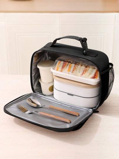 Draagbare, isolerende lunchtas, multifunctionele, lekvrije lunchboxtas, herbruikbare, thermisch geïsoleerde schoollunchtas, ijszak voor jongens en meisjes, tas voor het bewaren van eten op kantoor, ontwerp met opening aan de voorkant, picknicktas voor eten, geschikt voor picknicks, reizen, kamperen, werk, school, buiten, kantoor, vrouw voor vrouwen, dames, schoolbenodigdheden, accessoires, tas voor school, schoolaccessoires, schoolspullen