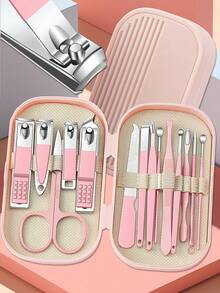 14 Piece Light Pink Manicure Set, Manicure Manicure Set, Manicure Nail Guard Tool, Stainless Steel Nail Clipper Set, Pink 14 Piece Set, Manicure And Pedicure Knife Plastic Box Set, Sturdy , Multi-Functional Combination - Baby Pink - View 3