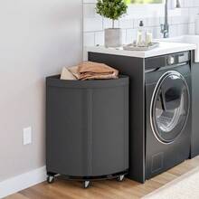 Seville Classics Heavy-Duty Rolling Corner Hamper - 自然白 - 查看 2