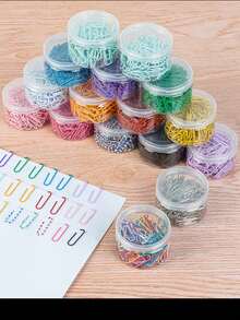200pcs Colorful Paper Clips, Bucket Shaped Bookmarks, Office Supplies, Clips - Multicolor - View 4