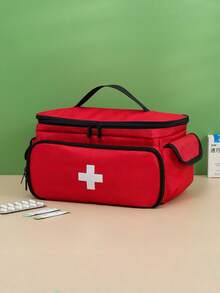 1pc Red And Gray Travel Medicine Bags, Small Drug Storage Bags, Home Emergency Storage Boxes, Medical Tool Kits - Multicolor - View 5