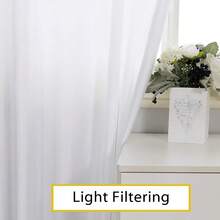 Chyhomenyc Uptown Faux Silk White Curtains 63 Inch Length 2 Panels For Bedroom, Light Filtering Shiny White Soft Fabric Rod Pocket Window Drapes For Living Room, Each 40x63 Inches,White40inchWx63inchLPackof2 - 白色40吋寬x63吋長2件裝 - 查看 9