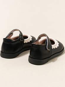 女童时尚蕾丝花边公主鞋，软底魔术贴鞋，百搭防滑，春秋季 - 黑色 - 查看 6