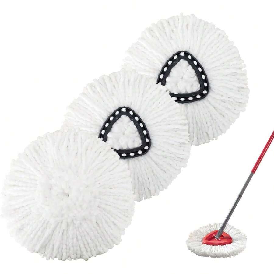 3 Pack Microfiber Mop Replacement Heads Spin Mop Refills Easy Cleaning Mop Head Replacement - 白色 - 查看 1