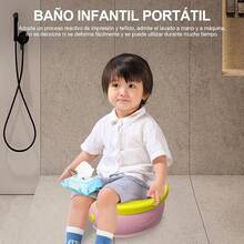 Bacinica para Niños, Asiento Entrenador Baño para Niños, con 3 Rollos de Bolsas de Basura y 1 Bolsa de Almacenamiento. Inodoro de Entrenamiento Plegable de Viaje, Adecuado para Viajar, Acampar, Etc(Rosa) - Rosa - Ver 9