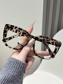 1-2 Pairs Plastic Leopard Print Multicolor Oval Full Frame Decorative Glasses, Suitable For Daily Life, Back To School, Weekend Outfit, Date Outfit, Going Out, Fashion Accessory, Fits All Face Shapes - 無色 - 查看 8