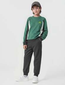 Balabala Kids' 2 Pieces Set 2025 Autumn - Outdoor Casual Long Sleeve Outfit - Green Coffee Color - View 2