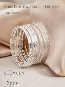 6pcs Luxury Palace Style Metal Geometric Diamond Layered Bangle Bracelets - Multicolor - View 7
