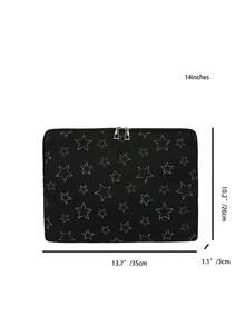 1件装学生笔记本电脑保护套，适用于11英寸/13英寸/15英寸笔记本电脑，星形印花面料，休闲男女通用保护套，适用于MacBook、HP、ASUS等品牌，适合女生、青少年、男生、大学生，也适用于9-15英寸平板电脑，防震笔记本电脑保护套，单层笔记本电脑包，印花笔记本电脑保护套，防水电脑包，商务出行、大学返校季适用 - 黑色 - 查看 3