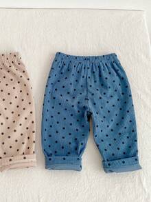 New Baby Pants For Spring, Autumn & Winter, Unisex Infant Comfortable Corduroy Loose Straight Leg Polka Dot Trousers - Blue - View 4