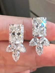 1 Pair Teen Elegant Cubic Zirconia Stud Earrings For Girls For Daily Decoration For Party Jewelry Birthday Gift - 1# - View 7