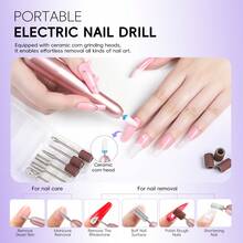 PEACECOLOR Acrylic Nail Kit For Beginners With Mini Lamp And Drill Glitter Powder 3 Gel Colors Base Top Coat Complete DIY Nail Art Starter Set For Extensions French Nails Gift For Women - 02多色 - 查看 8