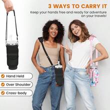SLAWWater Bottle Holder With Strap For Stanley 30/40 Oz Tumbler Fashion Stanley Cup Bag With Big Phone Pocket Silicone Boot Straw Cover And Leak Proof Stoppers - 黑色 - 查看 2