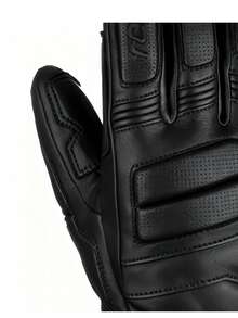 Guanti da sci in vera pelle nera, traspiranti, antiscivolo, con fodera termica, caldi, adatti per attività all'aperto come sci, alpinismo, ciclismo e protezione - nero - Visualizzare 3