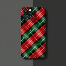 1PC Phone Case ,  Red Green Plaid Pattern Design , Stylish Phone Case, Phone Decoration, All-around Lens Protection, Creative Small Gift, Funny Gift for Boys and Girls - ブラック - チェックする 3