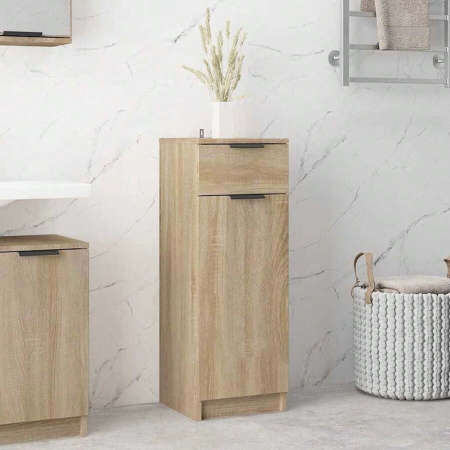 Mueble de baño vidaXL Sonoma Roble 32x33,5x90 cm - Marrón - Ver 1