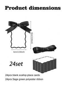 6/24/48 pièces Cartes de nom de table de forme de coquille avec rubans, Cartes de numéro de table de mariage DIY, Décorations de fête de mariage (Noir) - Noir - Voir 9