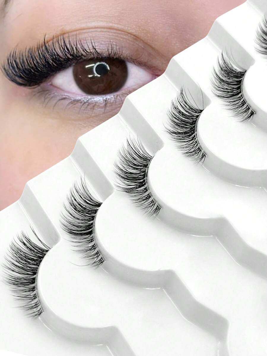 Rikuaild 7 Pairs False Eyelashes Natural Half Lashes Clear Band Lashes Fluffy Wispy Soft Strips Fake Eyelashes-Suitable For Cosmetic Makeup Tool For Beginner Strip Lashes, Lashes, Eyelashes, Fake Lashes - Natural Lashes - View 1