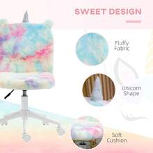 Fluffy Unicorn Office Chair | Mid-Back Swivel Desk Chair With Rainbow Multi-Colored Design - Default - View 4