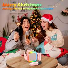 Mini Karaoke Machine For Kids Girls Boys - Birthday Gifts For Ages 4 5 6 7 8+ Year Old - 2025 New Est - Portable Bluetooth Speaker With 2 Wireless Microphone - Kids' Instrument Accessories - 西瓜粉 - 查看 4