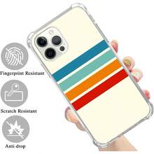 Retro 70s Stripes Case Compatible With IPhone 16 Pro Vintage Aesthetic Color Palette Rainbow Stripes Case For IPhone 16 Pro Cool TPU Bumper Phone Case Cover - Red - View 7
