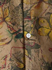 USLAN Men's Lightweight Floral Print Short-Sleeve Shirt - Casual Summer Loose Fit Button-Up Top - 卡其色 - 查看 7