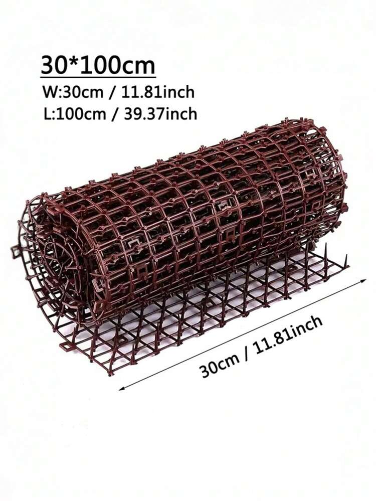 1 Roll Rust Brown PP Material Cat Repellent Mat, Effective Anti-Cat Anti-Dog Interference Black Cat Repellent Mat Flower Pot Lawn Protective Mat Suitable For Indoor And Outdoor Protection - Rust Brown - View 5