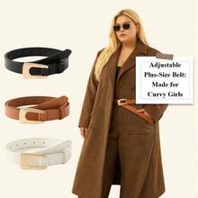 3件套加大码女士经典PU皮腰带，配3个合金环扣，时尚百搭，适合所有季节，夏季、秋季、万圣节等场合。