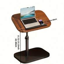 A Rotatable Lifting Laptop Desk-Black/Walnut Color, With Support Rods And Adjustable Angle Design, Convenient For Any Position In The Home, Can Also Be Used For Sofa Side Table Or Living Room Coffee Table, Suitable For Home Bedroom, Courtyard, Travel, Camping Or Other Scenes, Christmas/Halloween Decoration Gift Recommendation