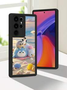 1 pieza funda de teléfono con diseño de animales lindos en la playa, pingüino y gatos sobre arena con conchas, estilo divertido y veraniego ideal para amantes de lo tierno y las vacaciones, TPU suave, protección completa antiimpacto y antideslizante, compatible con iPhone17 ProMax/16/15/14/13/12/11/Plus/Pro/ProMax, compatible con Galaxy A34/A35/A54/A55, Galaxy S20/S21/S22/S23/S24/S25 Ultra/Plus, compatible con Galaxy/Redmi/Honor/OPPO/ViVo - Blanco - Ver 6