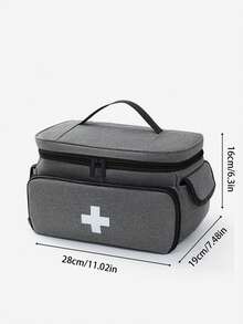 1pc Red And Gray Travel Medicine Bags, Small Drug Storage Bags, Home Emergency Storage Boxes, Medical Tool Kits - Multicolor - View 4