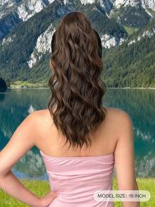 HEYPINK Claw Shaped Ponytail Extension Hair Accessory Brown 16 Inch Water Ripple Heat-Resistant Fiber Synthetic Ponytail Wig, Suitable For Women's Parties And Daily Use - Brown - View 3