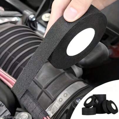 1 Roll 393.7 Inch High-Quality Heavy-Duty Heat-Resistant Automotive Wiring Harness Tape - Bicycle Binding Tape, Flame Retardant, Waterproof, Sound Insulation, Shock Absorbing, Noise Reduction, Wear-Resistant Braided Insulation, Adhesive Backed, Suitable For Cars, Motorcycles And Bicycles. Easy Tear And Cut Design, Ideal Christmas Gift, Puncture-Resistant Material, Suitable For Truck Owners.