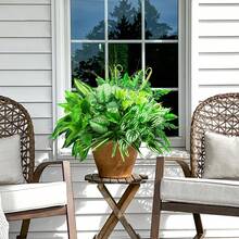 1/12 Bundle Artificial Tropical Greenery - UV Resistant All-Weather Faux Leaf Shrub, Boho Jungle Decor, Suitable For Wedding Table Centerpieces, Kitchen Dining, Bathroom Shelves, Office Desks And Patio Planters, Valentine's Day Gifts - Green - View 7