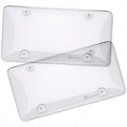 ZONETECH Clear License Plate Shields - 2-Pack Novelty/License Plate Clear Bubble Shields
