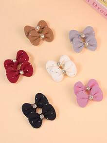 12pcs Cute & Fashionable Rhinestone Bow Hair Clips, Random Color Mix, Pet Accessories For Cats & Dogs - Multicolor - View 2