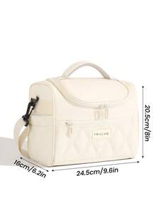 1 pièce Sac fourre-tout isotherme matelassé et mignon, sac isotherme grande capacité, étanche et anti-fuite, avec bandoulière. Sac de transport, sac à main de tous les jours, sac à lunch pour le fitness, sac de pique-nique. Sac isotherme et étanche pour boîte à lunch blanche, pour femmes, hommes, pique-nique, école. Cadeau pour femmes, rentrée scolaire - Blanc - Voir 5