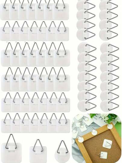 Stainless Steel Picture Hooks - Wall Mount Adhesive Hangers, No Nails Needed, Polished Finish, Easy To Install, For Photo Frames, Artwork & Home Decor - Durable Sticky Picture Hanging Set